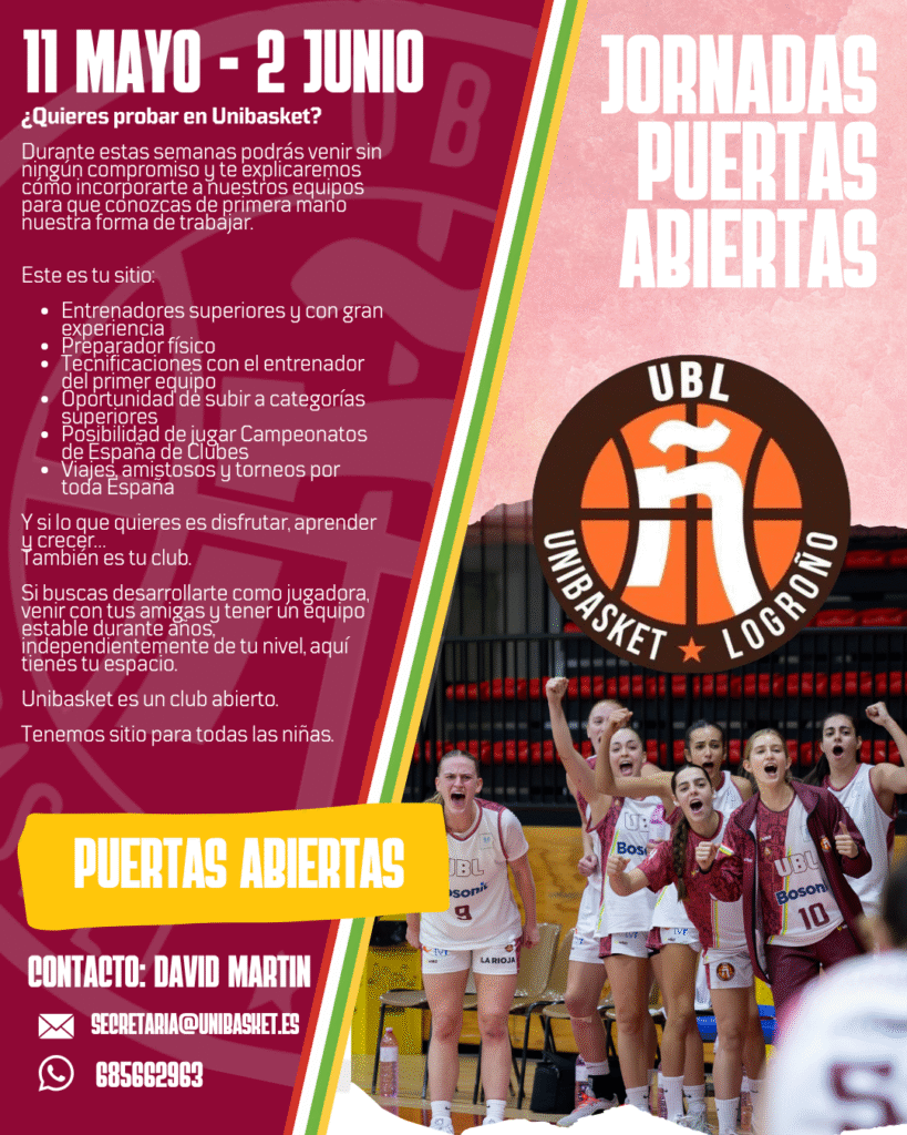 Puertas abiertas ¿Quieres probar en Unibasket? 11 Mayo - 2 Junio 11 Jornada de Puertas Abiertas 2026