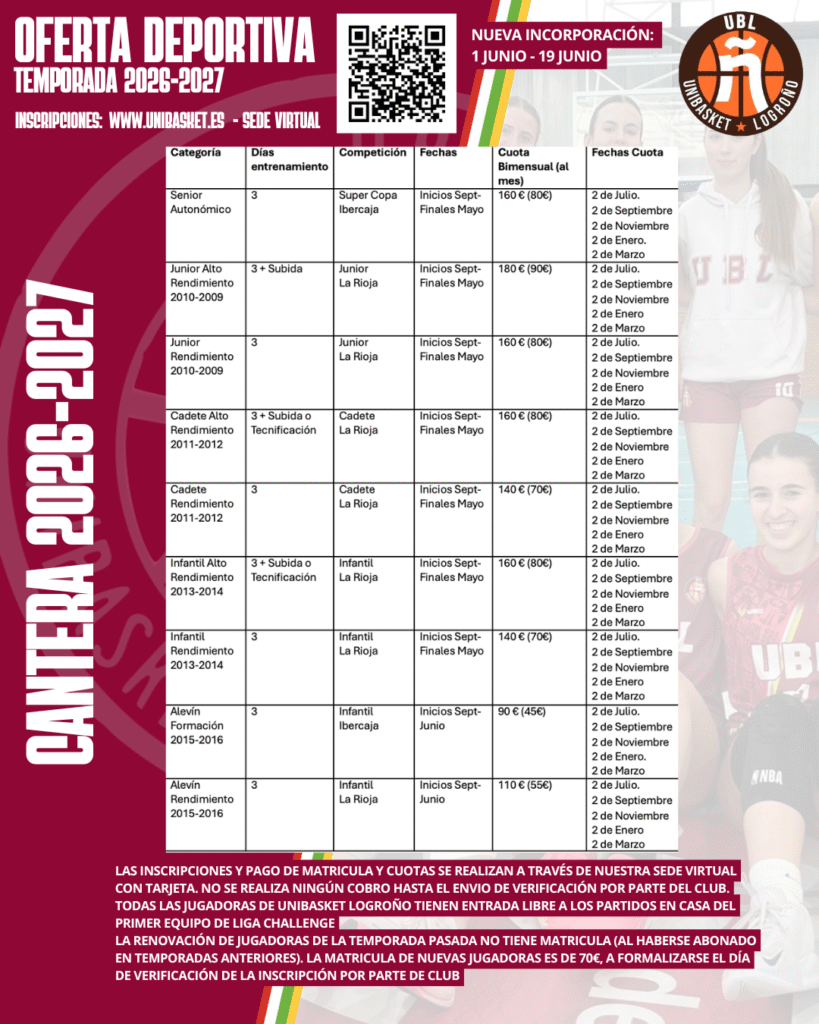 Oferta Deportiva NUEVOS JUGADORES Cantera 2026 27